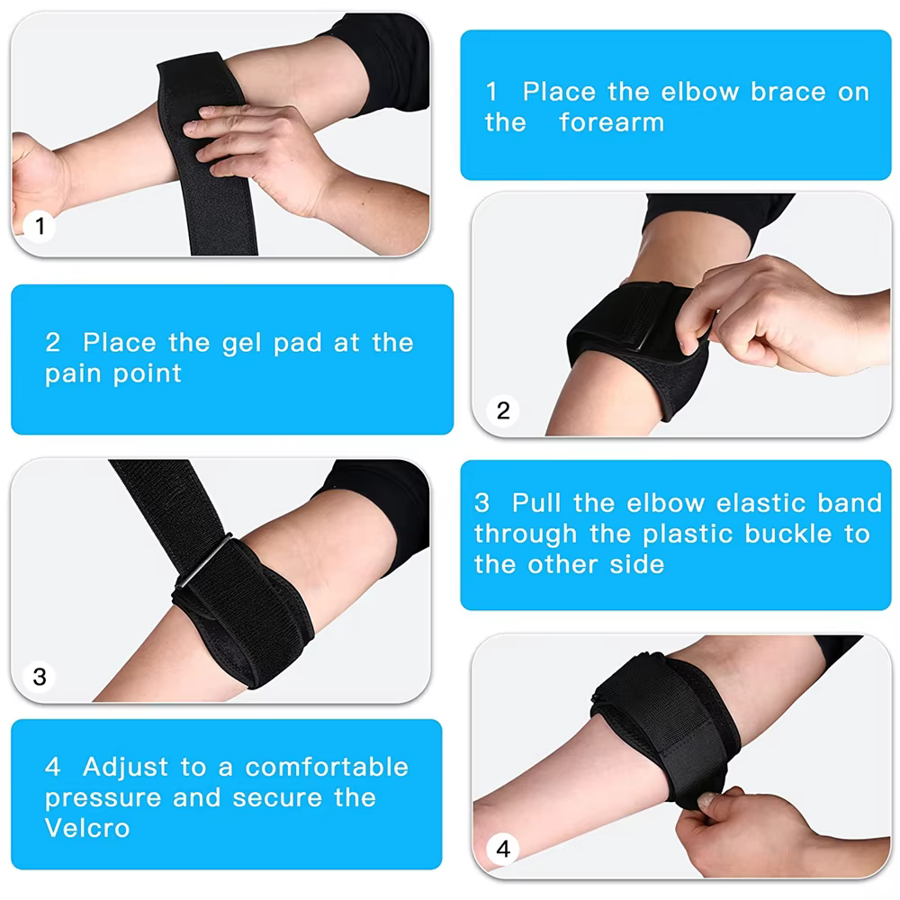 Attelle de coude de tennis pour soulager la tension de l'avant-bras, sangles de bras de soutien du coude, coussinet de compression, bandes de pression pour les fentes de tendinite