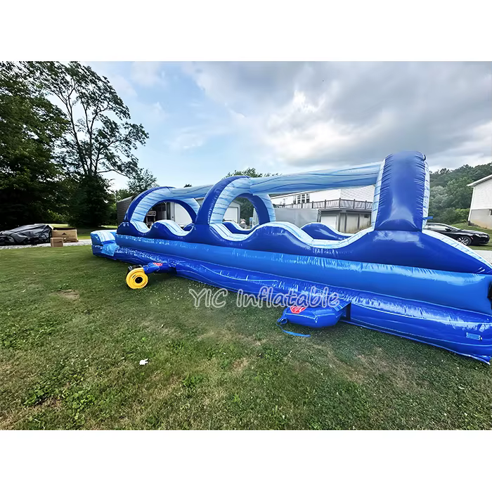 Glissière d'eau tropicale bleue gonflable extérieure d'été passionnante à double voie - Parfaite pour les loups de parc aquatique et le plaisir familial