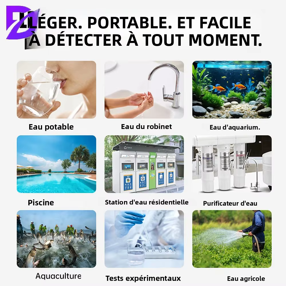 Testeur d'eau numérique 3-en-1 TDS EC avec écran LCD rétroéclairé pour l'analyse de la qualité de l'eau potable