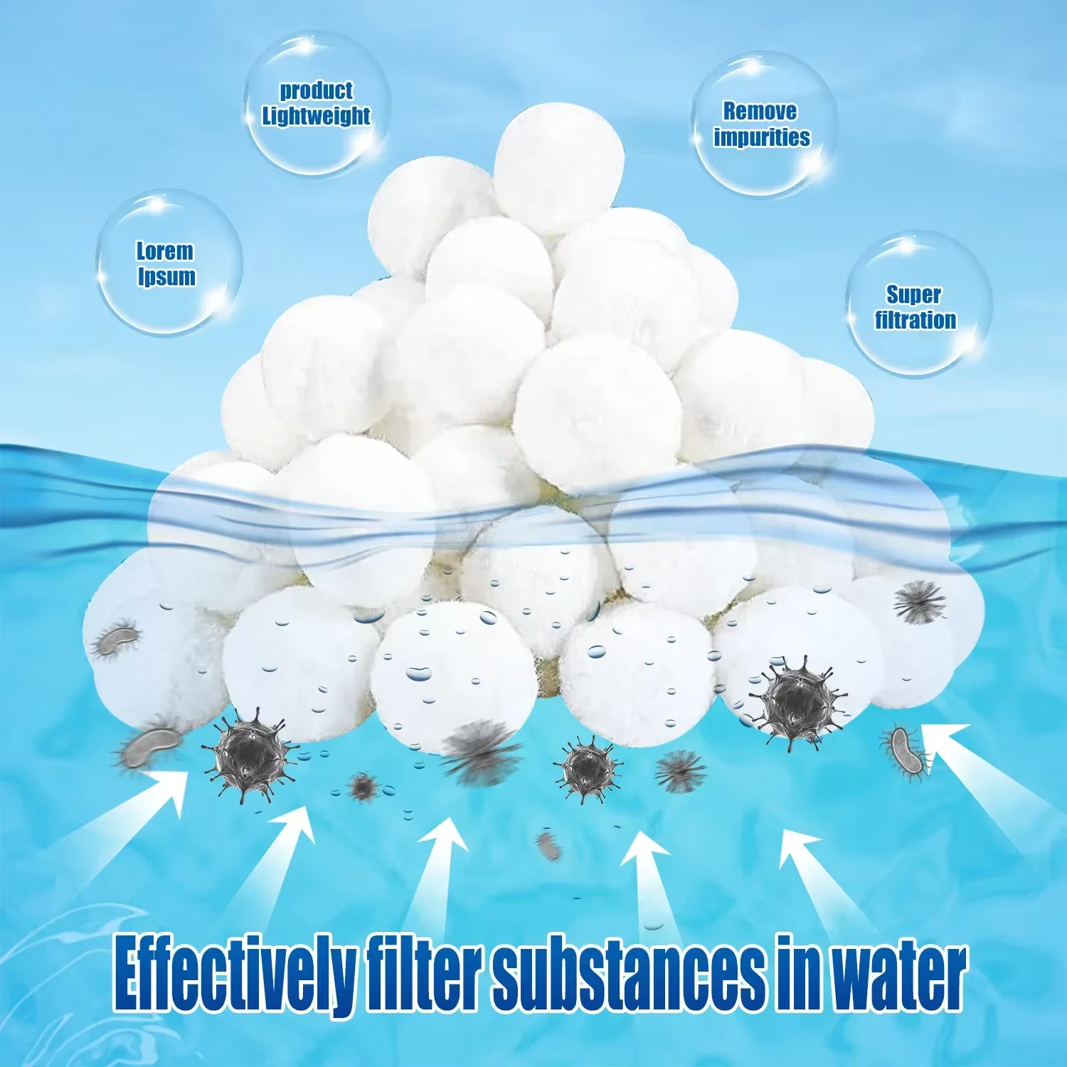 Boules filtrantes durables pour piscine
