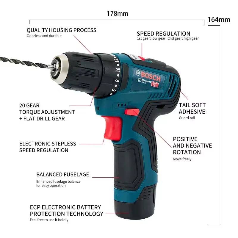 Perceuse électrique Bosch-GSB 12V-30 Professional, visseuse sans fil, robuste, multifonctionnelle, pour la maison, tournevis, bricolage