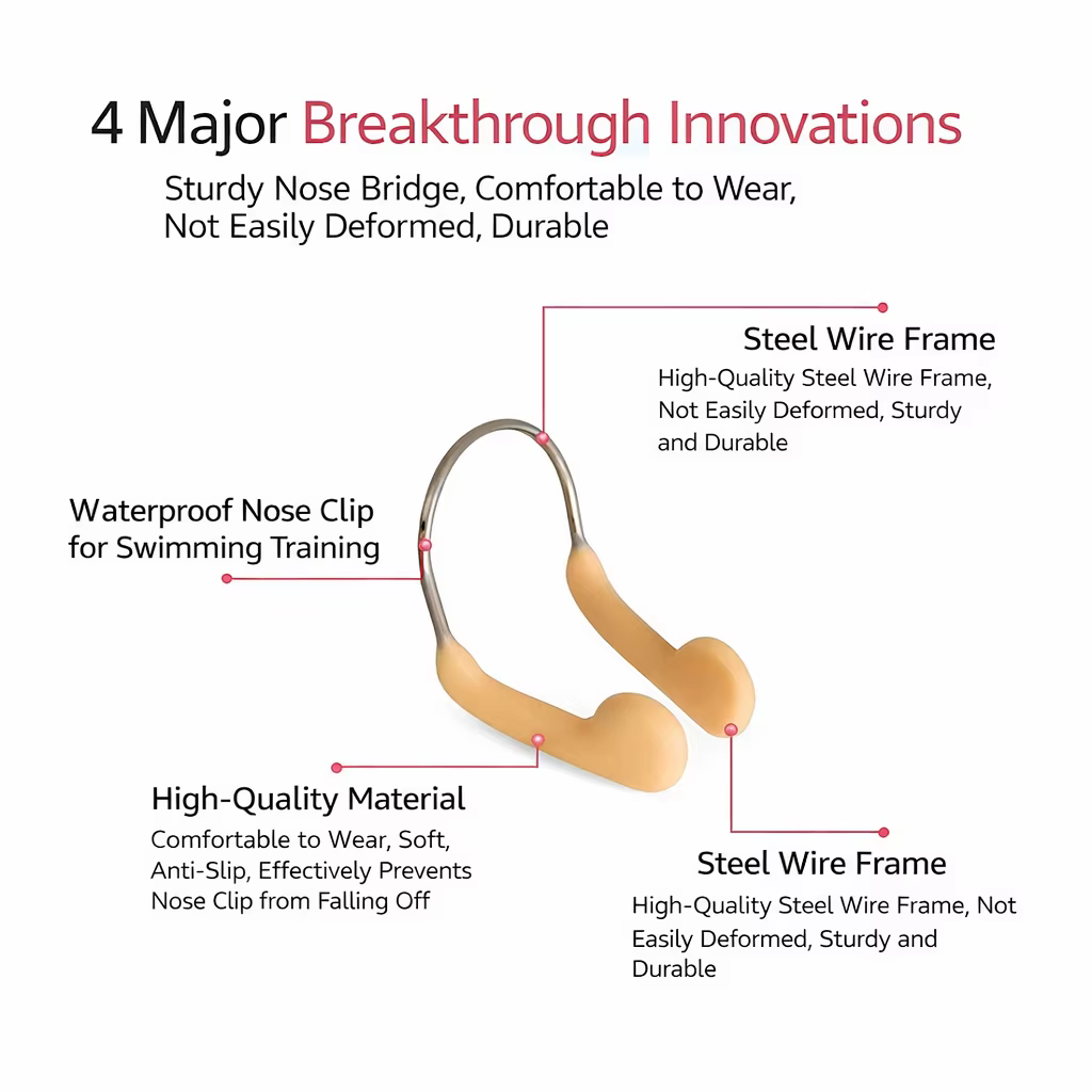 Clip nasal de natation, clip nasal de natation en silicone haut de gamme, antidérapant et anti-chute pour adultes, clip nasal d'entraînement anti-étouffement, unisexe