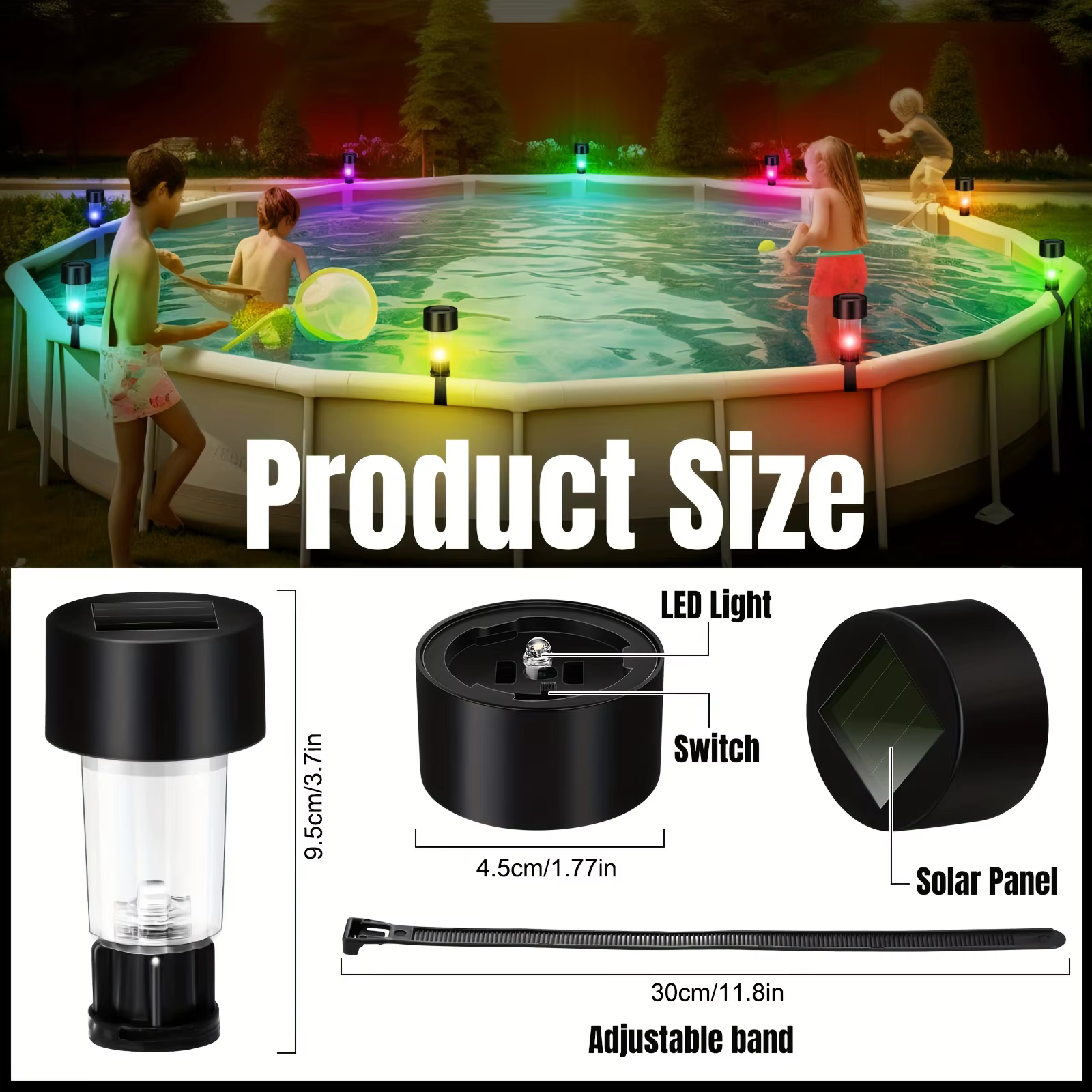 Cadre lumineux solaire pour piscine