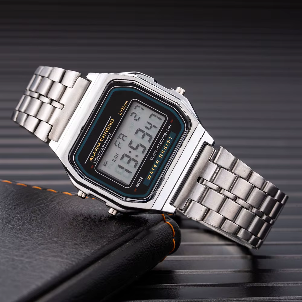 Montres numériques LED en acier inoxydable pour hommes, or, argent, montre électronique de luxe, montre de mode pour hommes d'affaires, Relogios Masculino