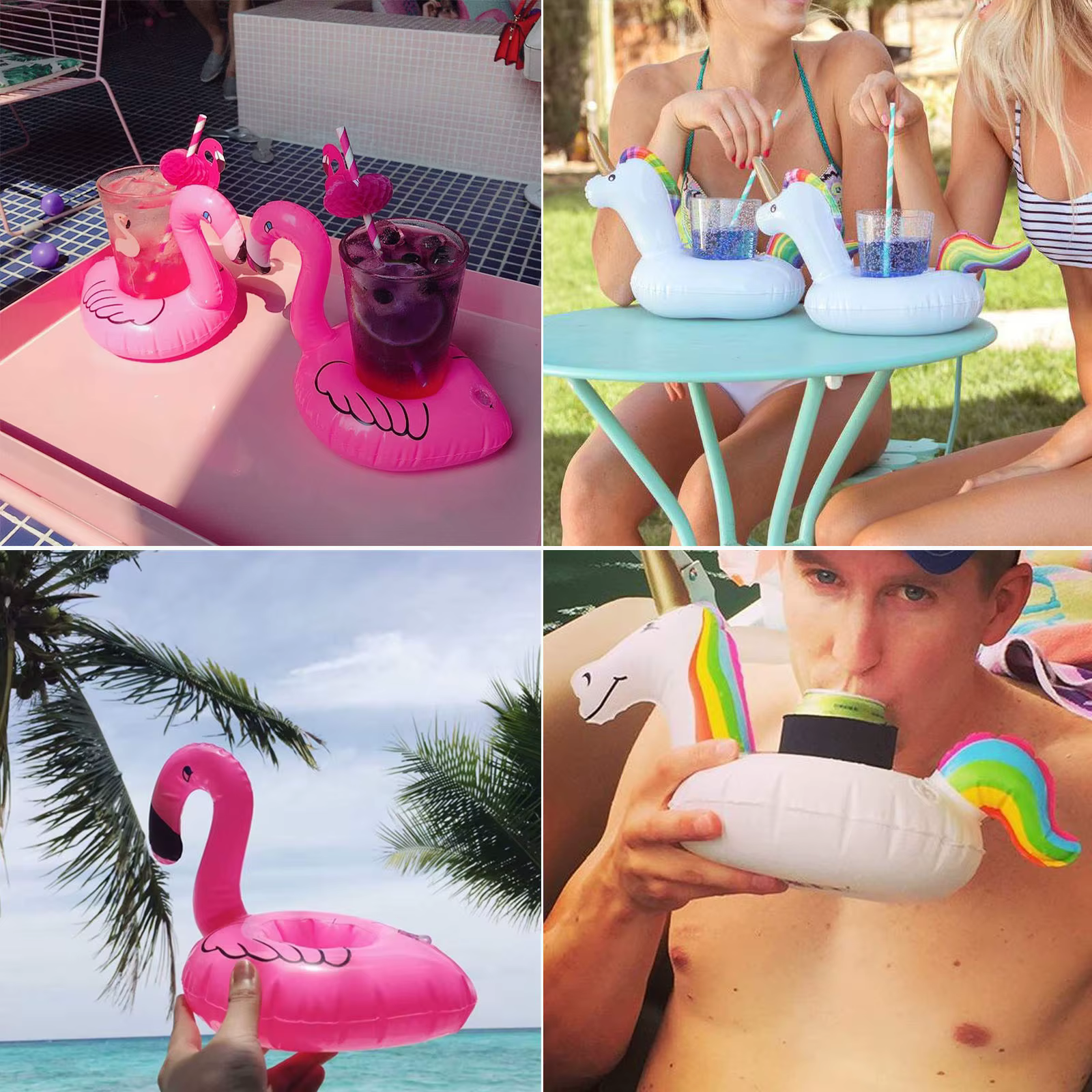Porte-gobelet gonflable Flamingo Cowijk pour piscine et fête