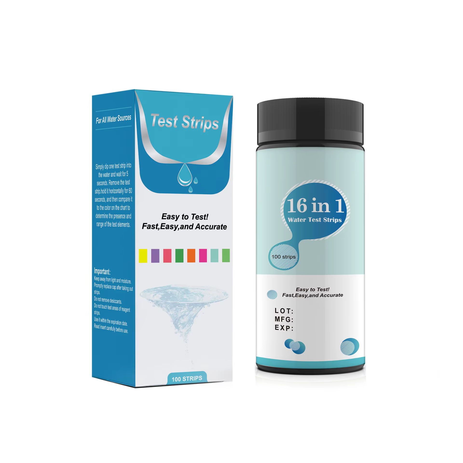 Bandelette de test de qualité de l'eau 16 en 1