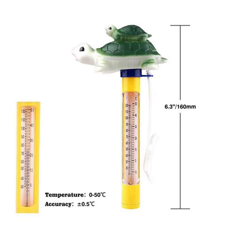 Thermomètre de piscine flottant en forme de tortue verte pour piscine