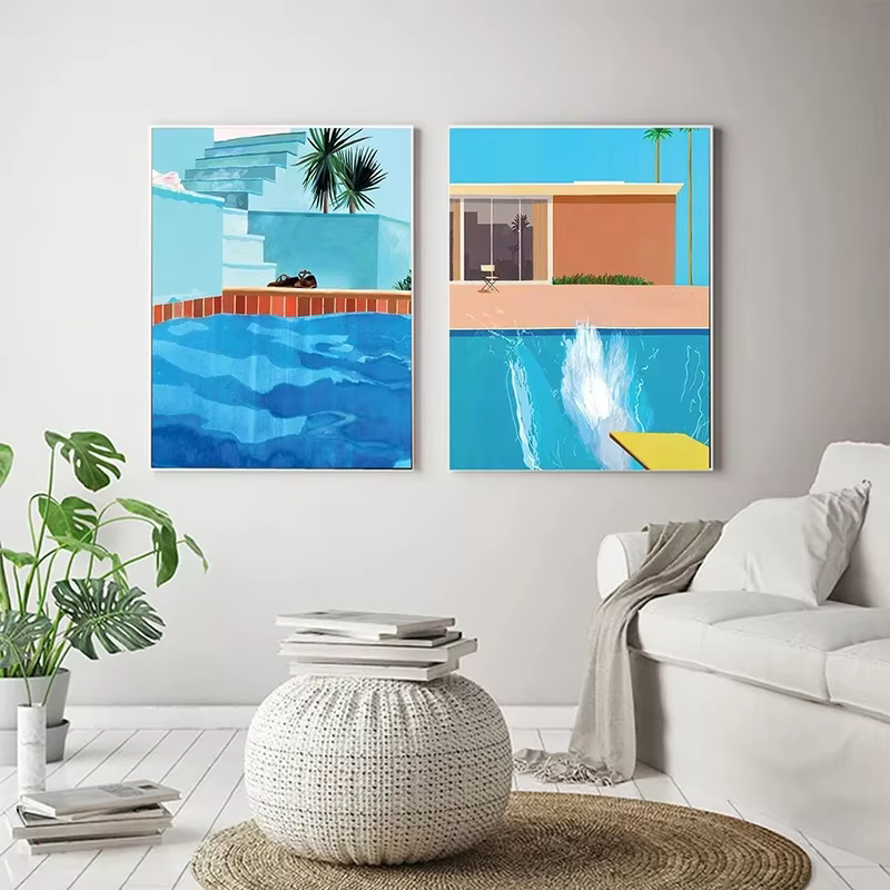Peinture sur toile sans cadre David Hockney Bigger Splash, affiches et impressions sur le thème de la piscine, tableau mural pour décoration murale de salon