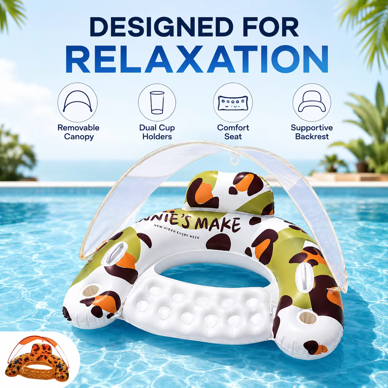 Fauteuil gonflable de piscine avec auvent pour adultes