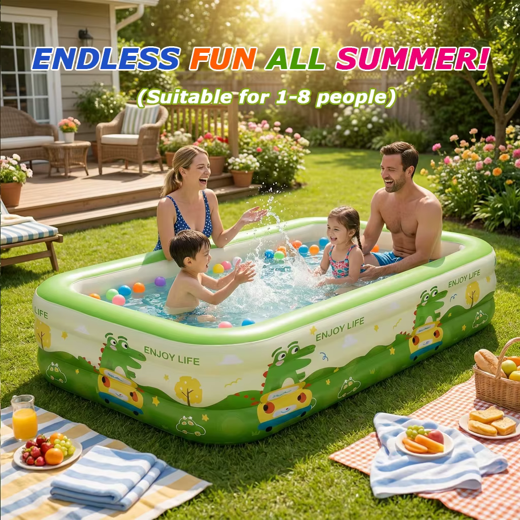 Piscine gonflable familiale pour 1 à 8 personnes, grande taille, pour adultes, enfants, bébés, été, extérieur, intérieur, bain, jeux aquatiques, portable