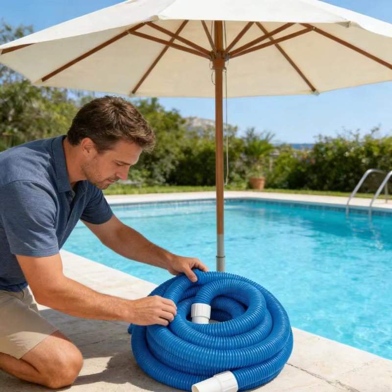 Tuyau piscine 29.5 pieds avec accessoires rotatifs pour nettoyage complet