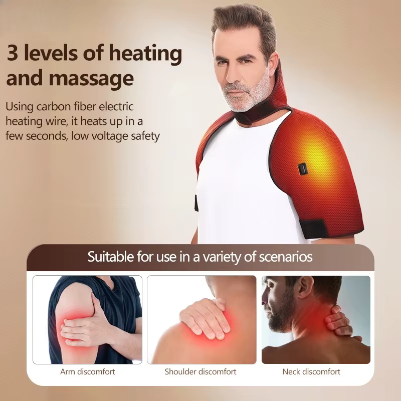 Masseur chauffant pour les épaules et le dos, 3 fonctions de massage et de chauffage, convient aux épaules, au cou, au dos, soulage les douleurs cervicales, les tensions musculaires