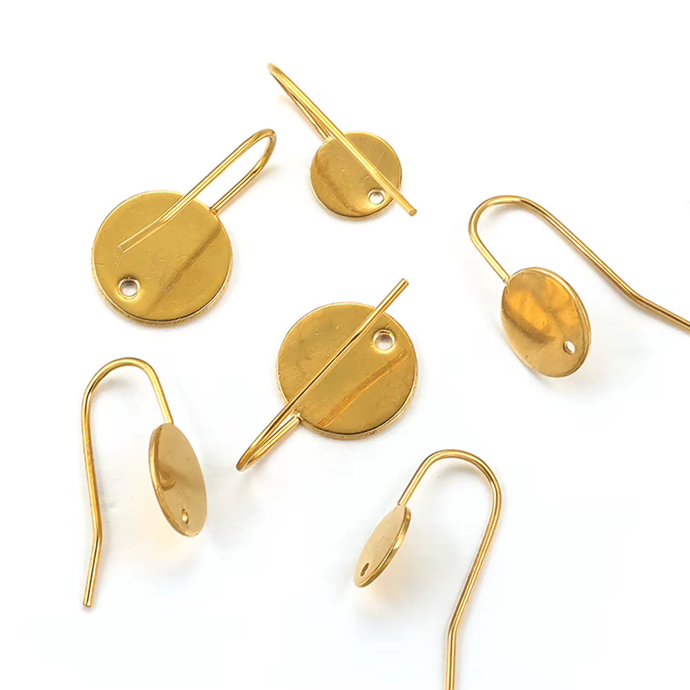 Boucles d'oreilles rondes plaquées or en acier inoxydable, 10 pièces, pour bricolage, fabrication de bijoux faits à la main pour femmes, accessoires, matériaux, vente en gros