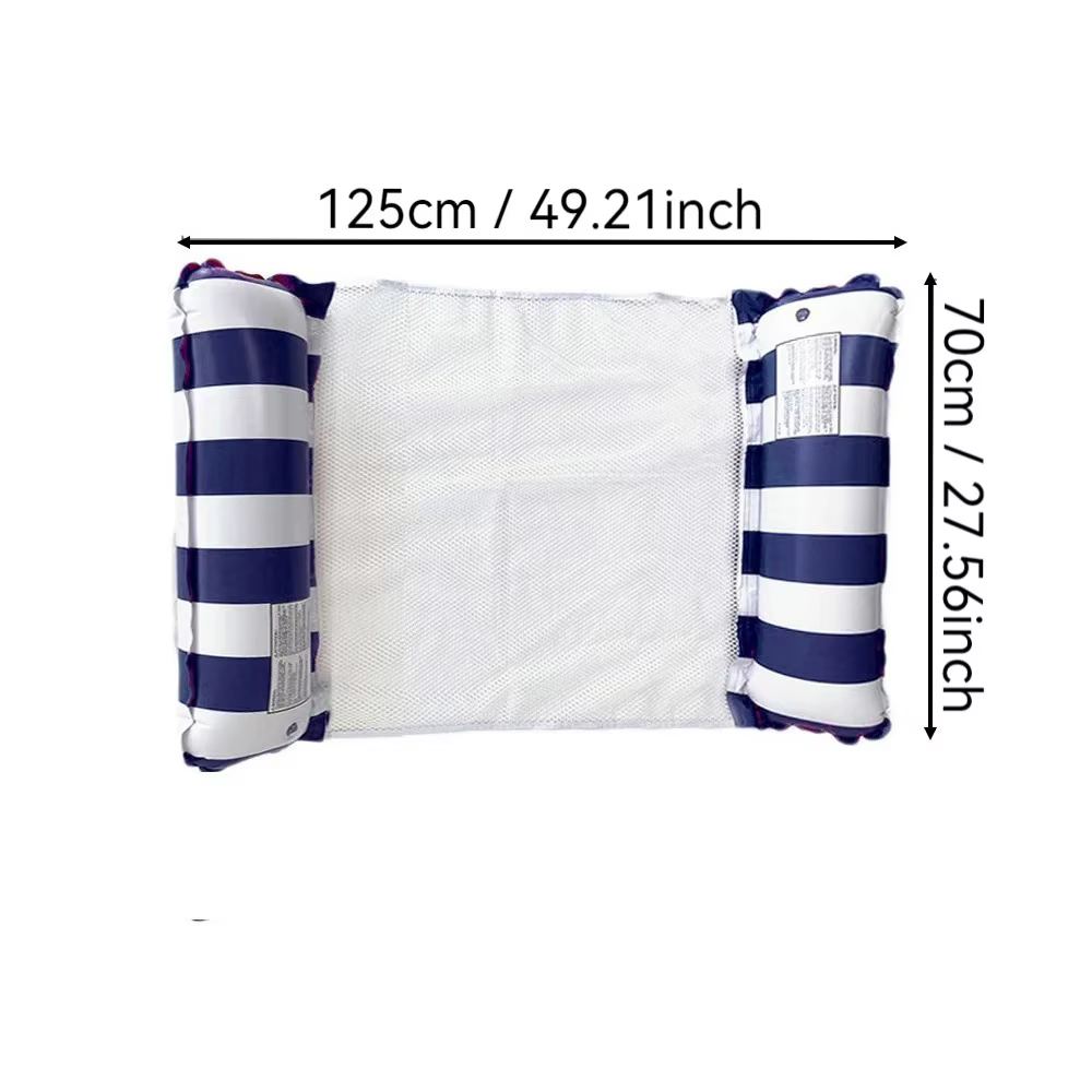 1 pièce Matelas flottant gonflable pliable en PVC à rayures pour piscine et fête aquatique