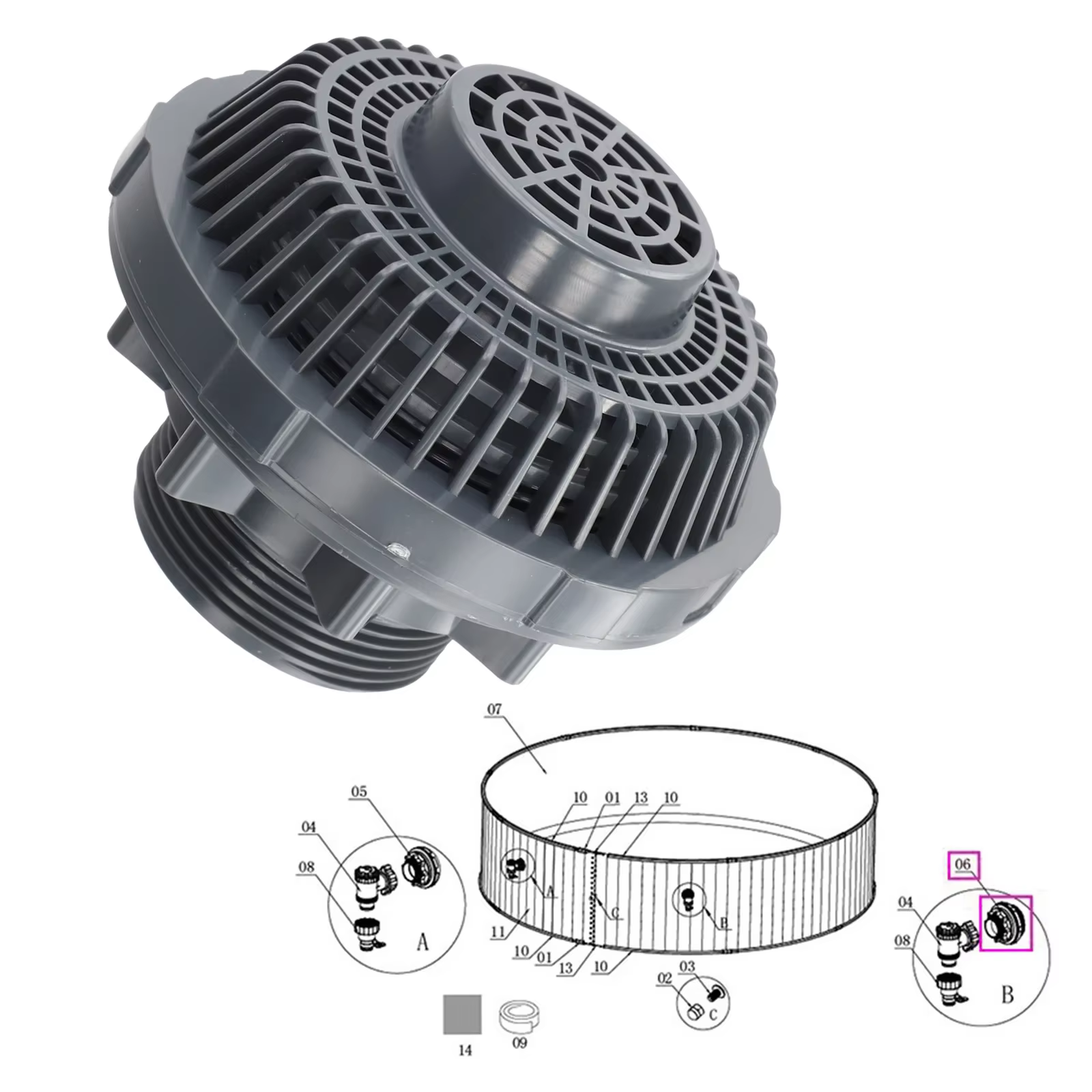 Connexion 38 Mm Filtre de piscine 38 mm Compatible avec le système