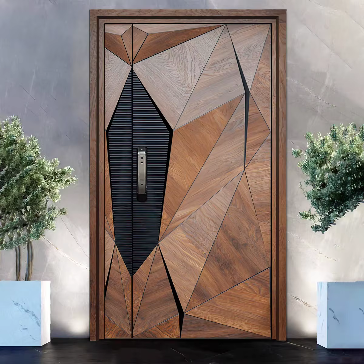 Sixinalu portes d'entrée avec bande lumineuse 1S.q porte extérieure porte d'entrée panneau de porte à battants avant en aluminium décor à la maison personnalisé