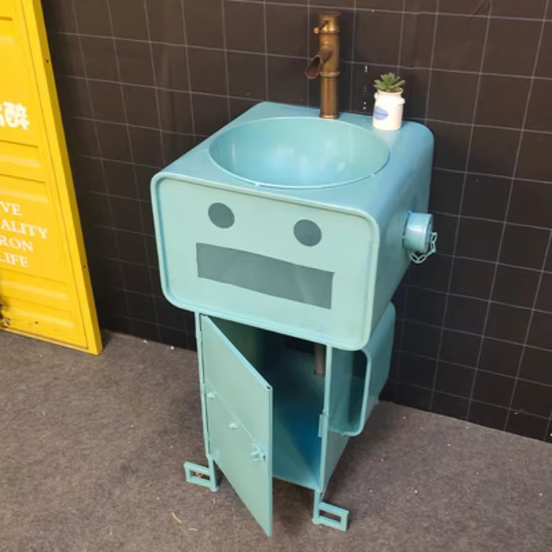 Lavabo de sol personnalisé avec dessin animé créatif, couleur de balcon, commercial, style industriel