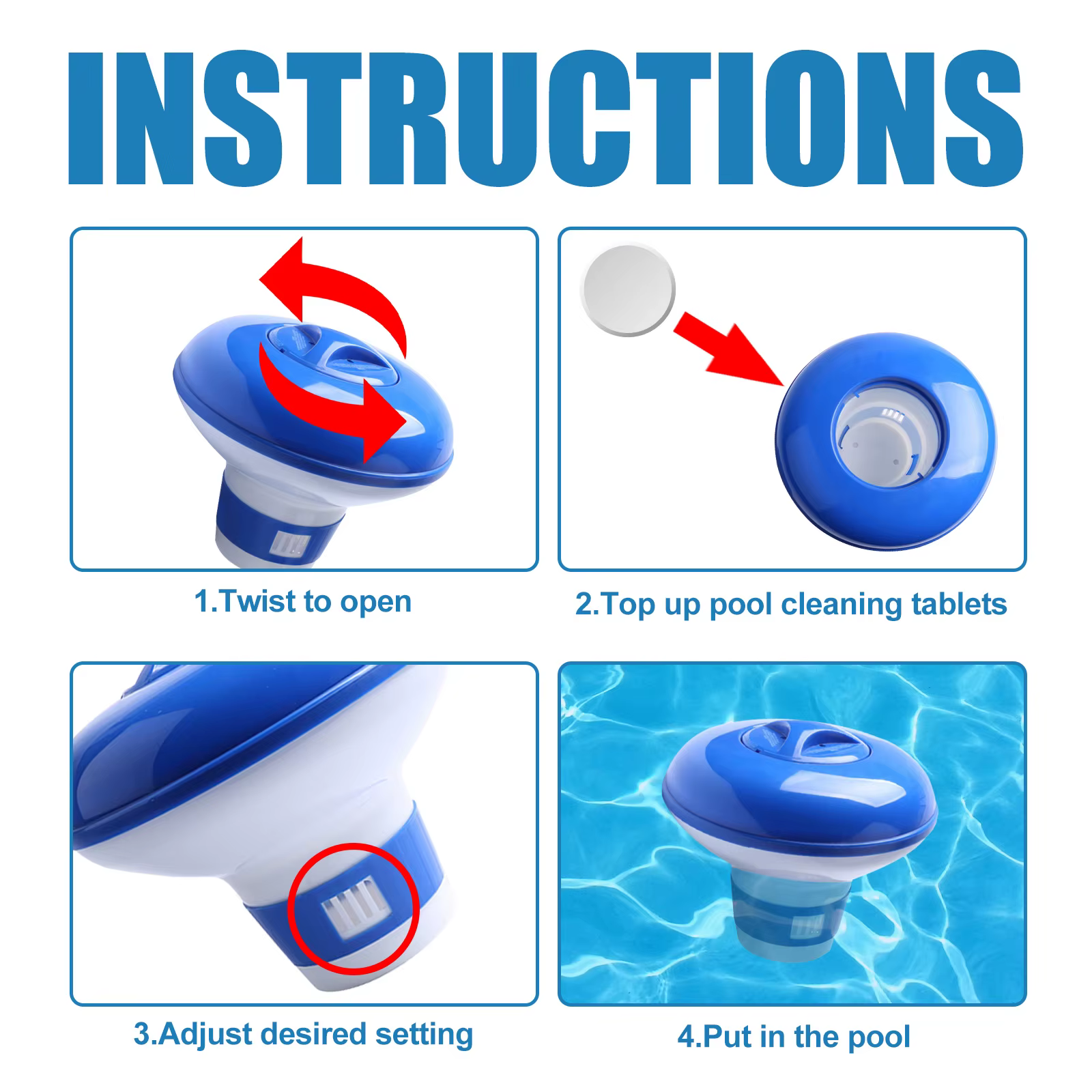 Flotteur distributeur de produits chimiques pour piscine