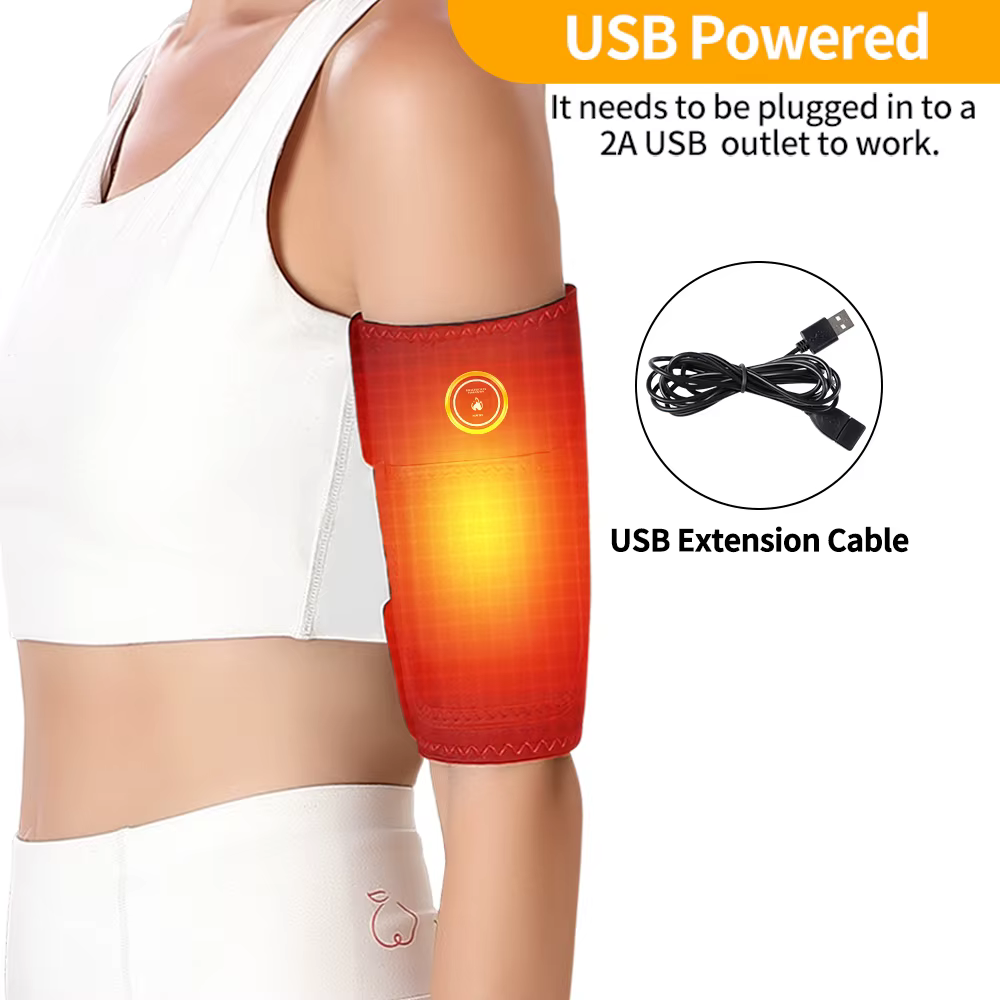 Attelle chauffante électrique pour coude, 3 niveaux de chaleur, pour tendinite, manchon chauffant pour bras, attelle de coude, manchon de bras, soulagement des douleurs articulaires et de l'arthrite