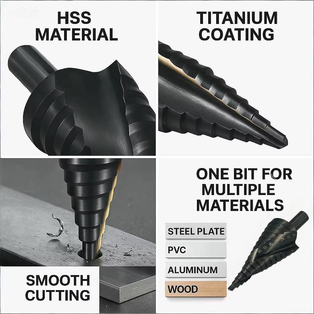 HSS Cobalt étape foret 4-32mm spirale cône Bit Triangle tige métal bois forage alésoir haute vitesse acier bricolage outil