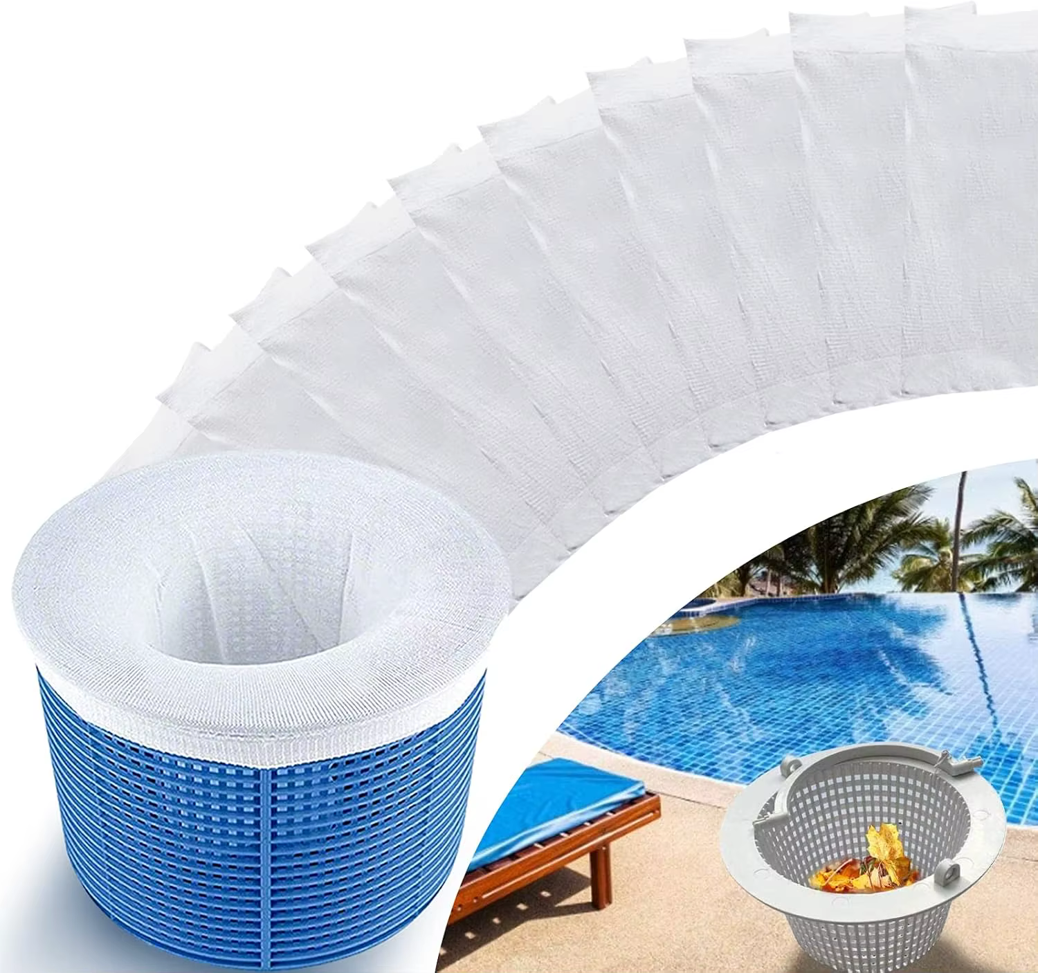 10 chaussettes de filtration en nylon pour piscine