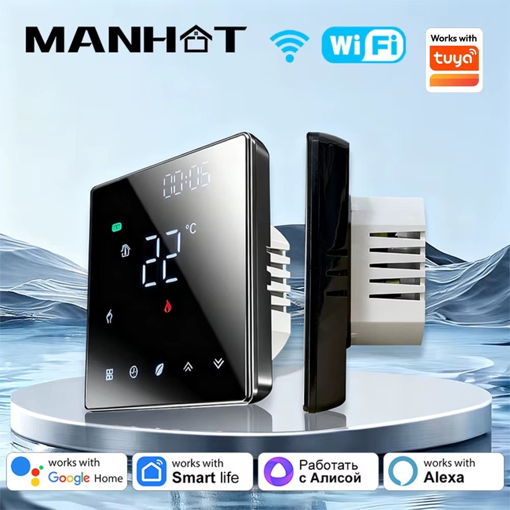 Thermostat intelligent WiFi MANHOT pour chauffage au sol (eau/électrique) et chaudière à gaz