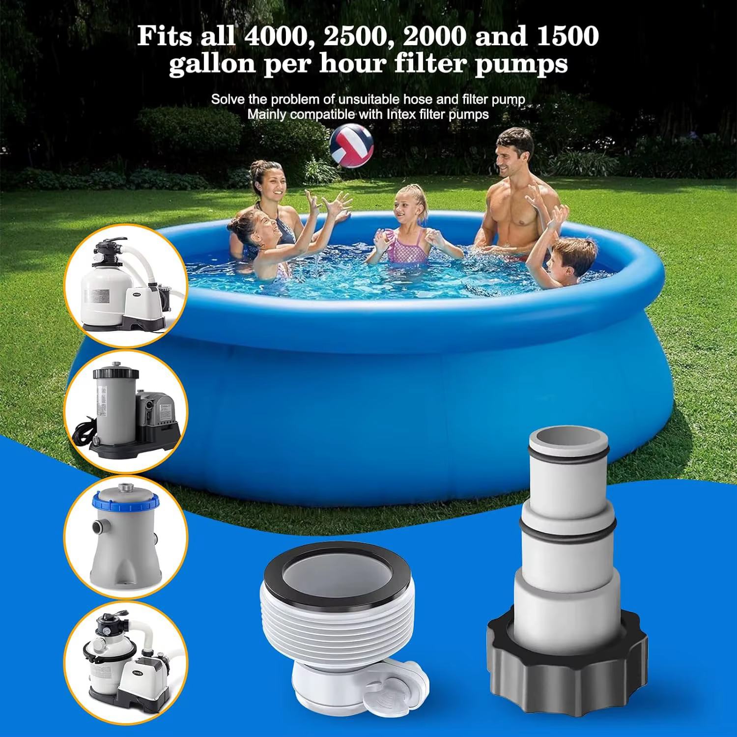 Adaptateur de tuyau de piscine pour pompe Intex Hayward