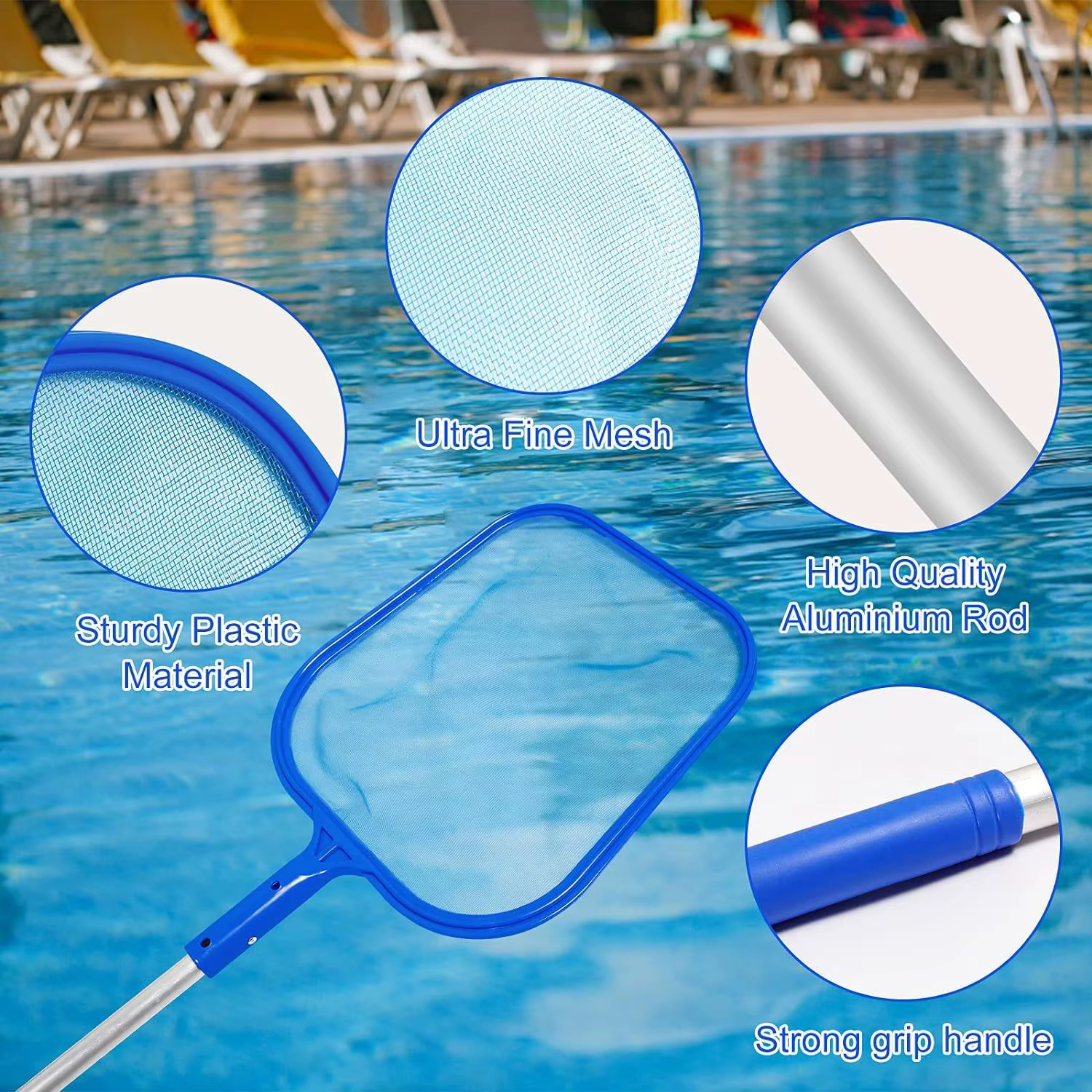 Filet d'écumoire de feuilles de piscine avec 5 Sections