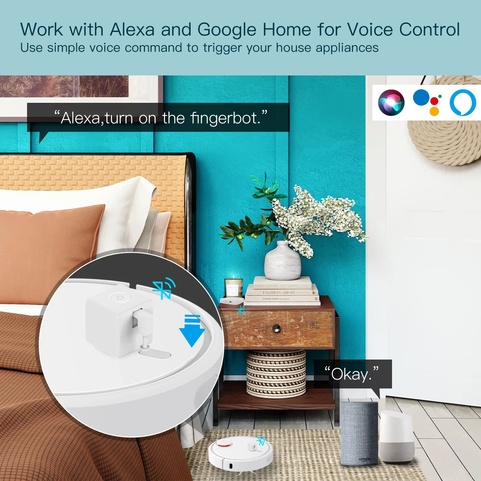MOES – bouton-poussoir Bluetooth intelligent, nouveau robot intelligent, interrupteur automatique, commande vocale, Alexa, Google Home, Tuya