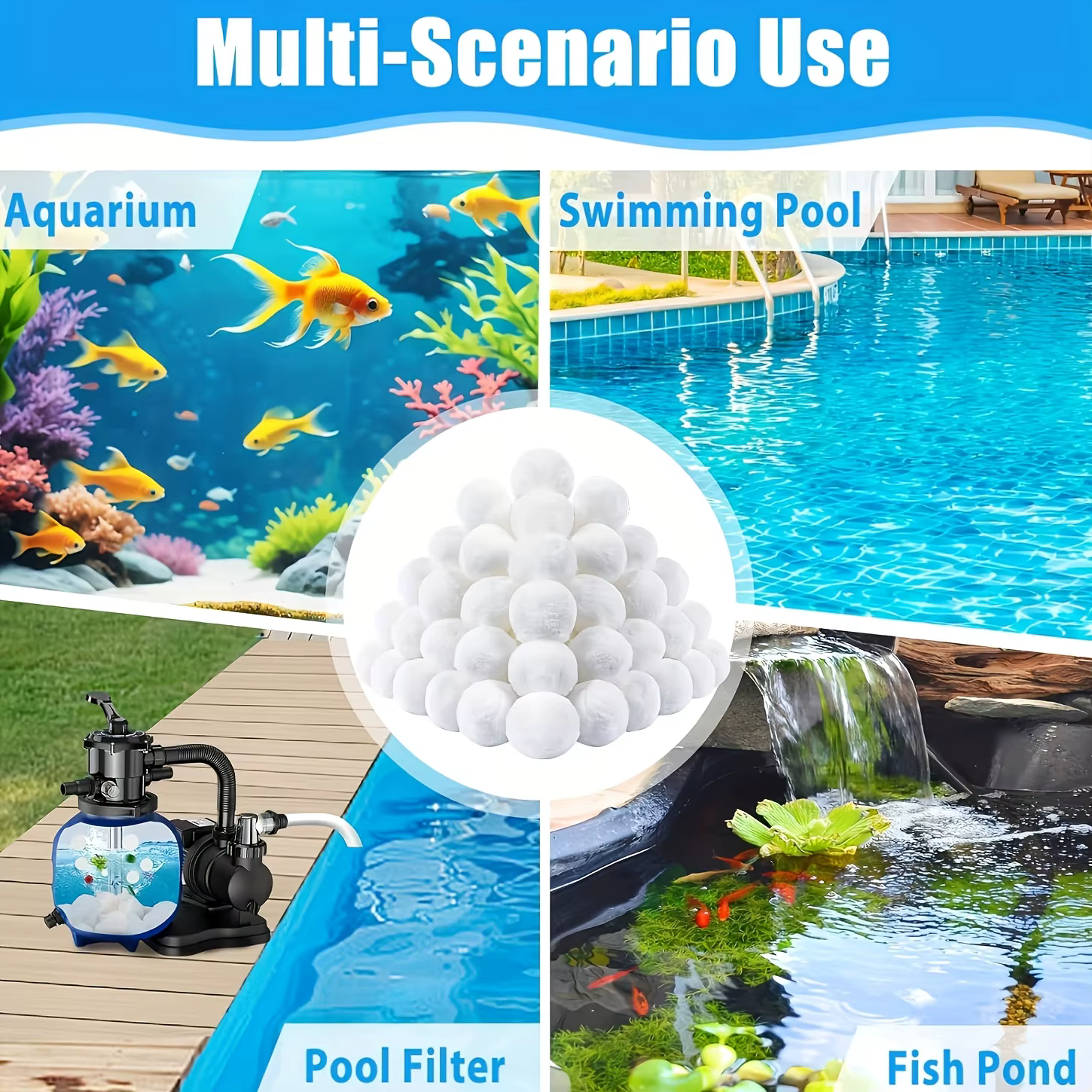 Boules filtrantes pour piscine 500G – Média de filtration léger et réutilisable pour les systèmes