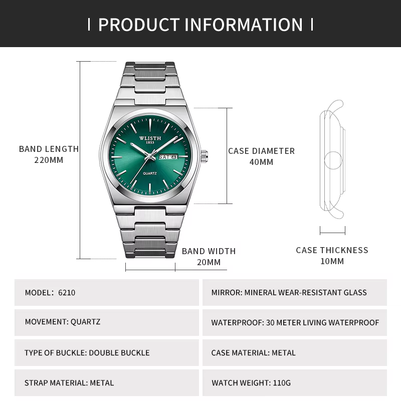 Homme montre montre à Quartz de luxe étanche lumineux Date semaine en acier inoxydable montre pour hommes mâle relógios masculino reloj hombre