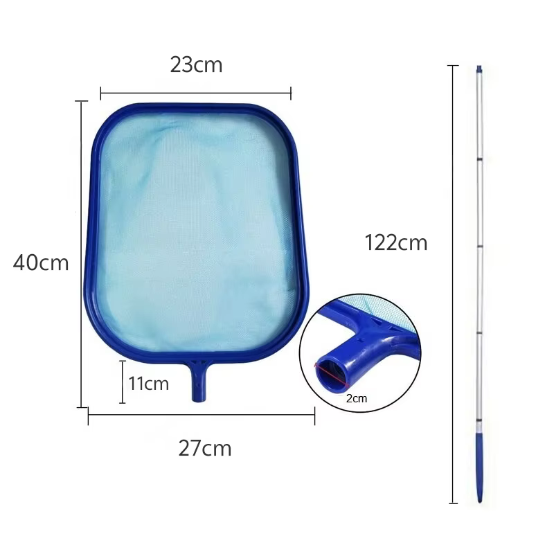 Filet d'écumoire de piscine avec 5 sections de poteaux en aluminium de 64 pouces