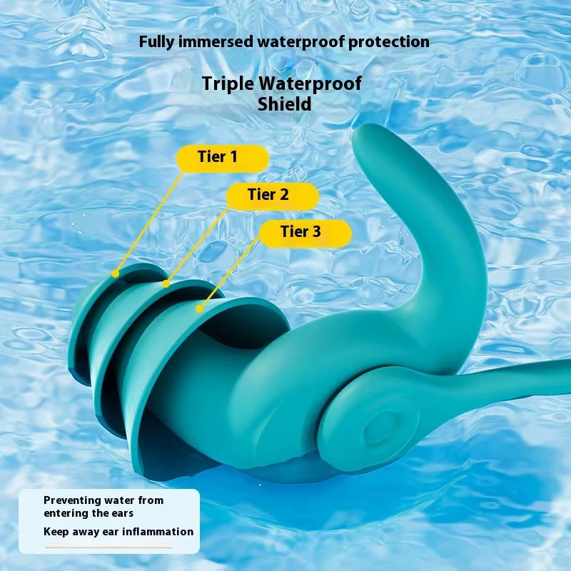 Bouchons d'oreille de natation avec corde en Silicone