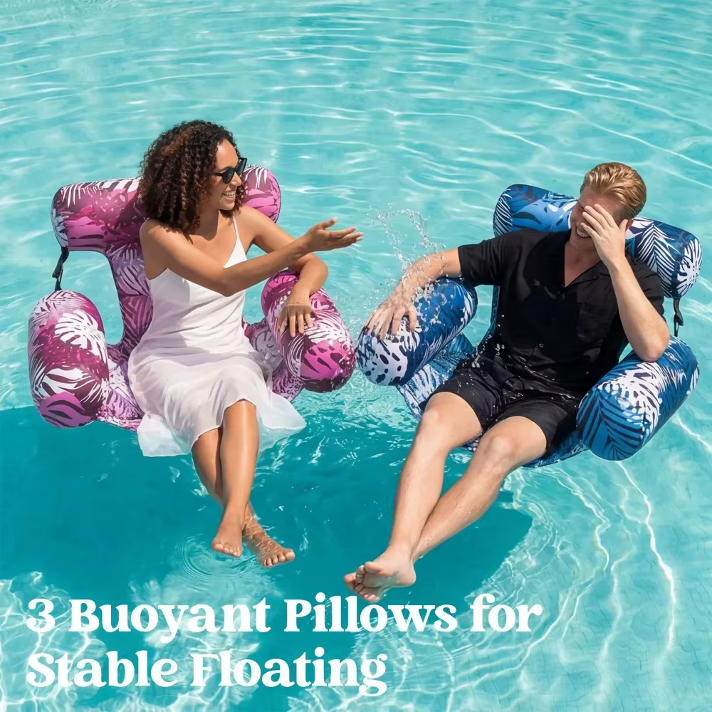 Lot de 1 chaise longue gonflable robuste pour piscine