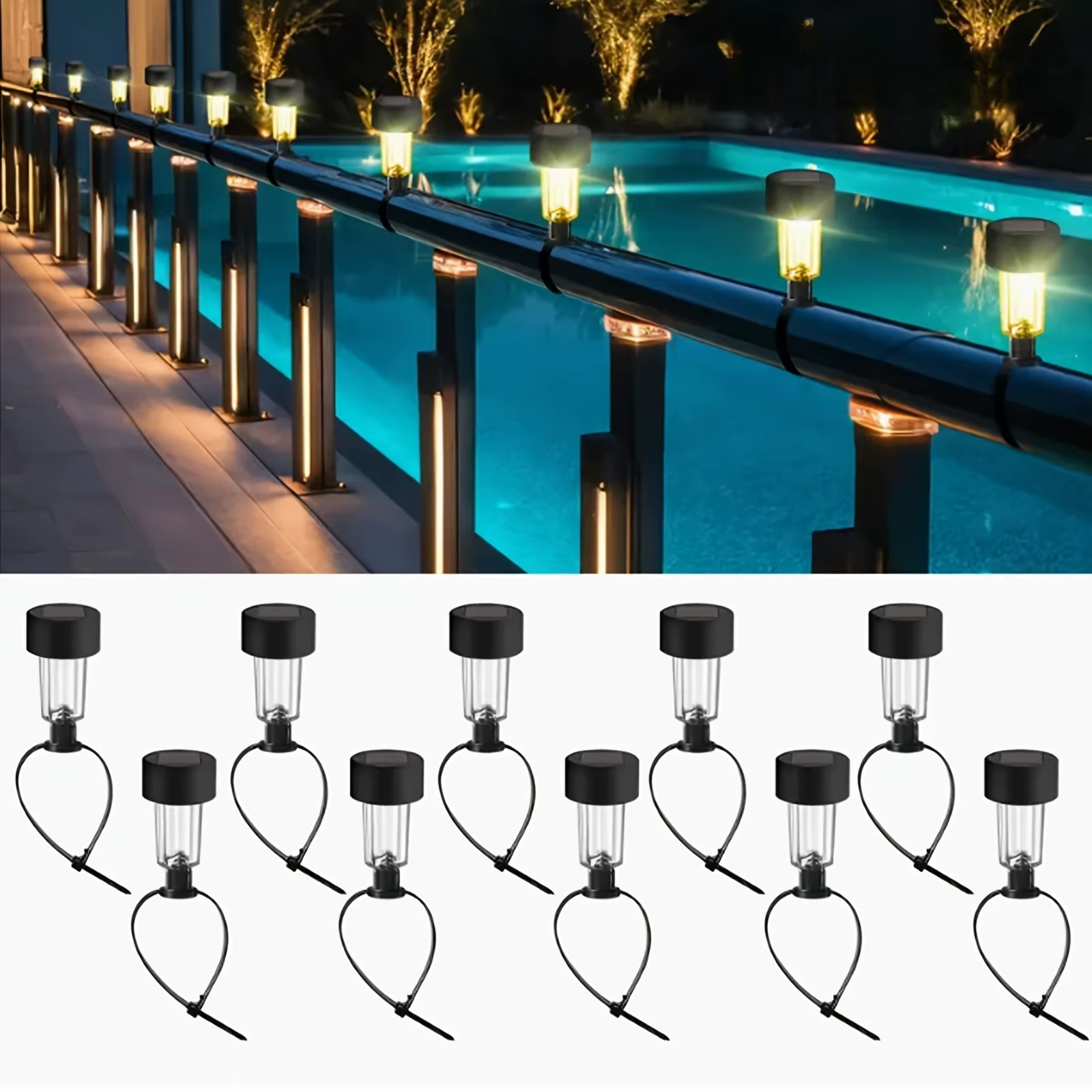 E2 6 pièces cadre de lumière de piscine Led solaire au sol