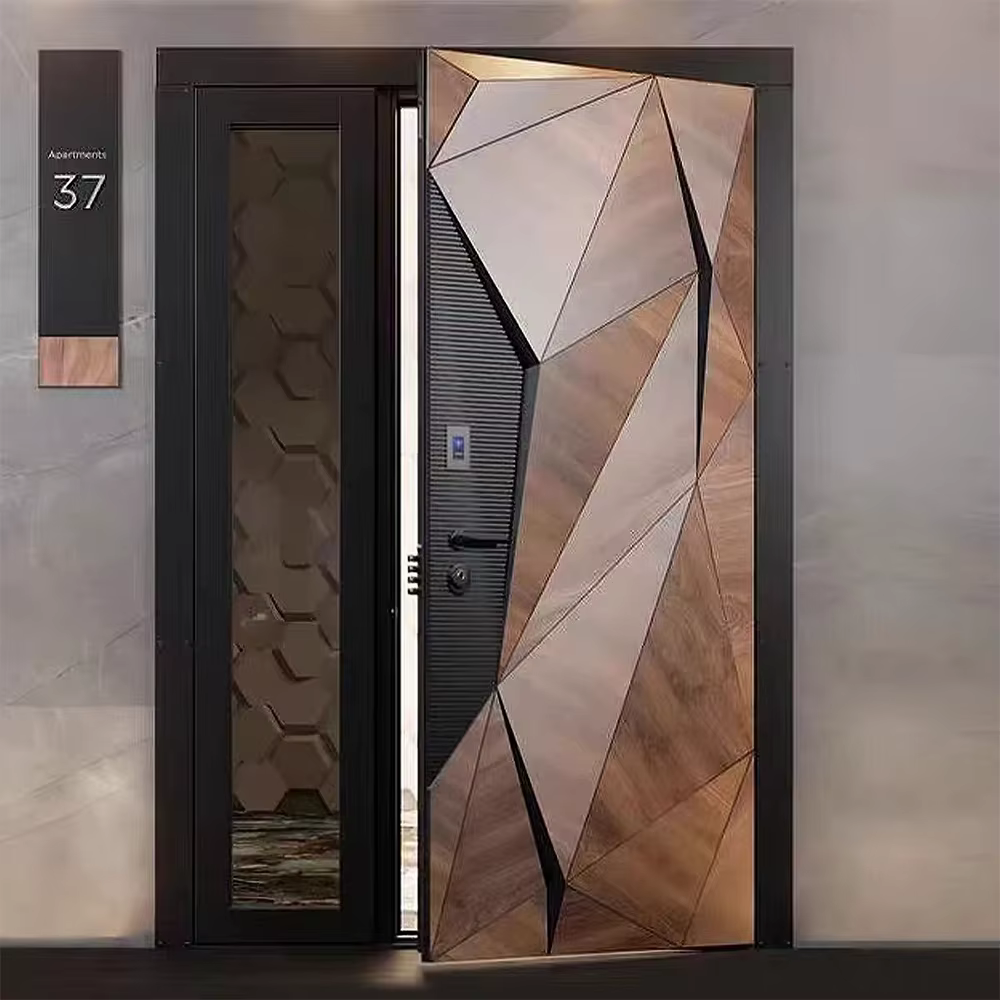 Sixinalu portes d'entrée avec bande lumineuse 1S.q porte extérieure porte d'entrée panneau de porte à battants avant en aluminium décor à la maison personnalisé
