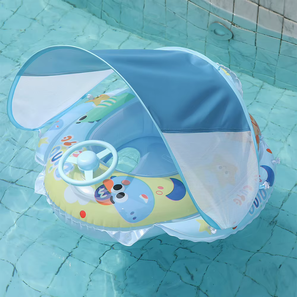 1 pièce Flotteur de piscine gonflable avec siège et auvent pare-soleil amovible