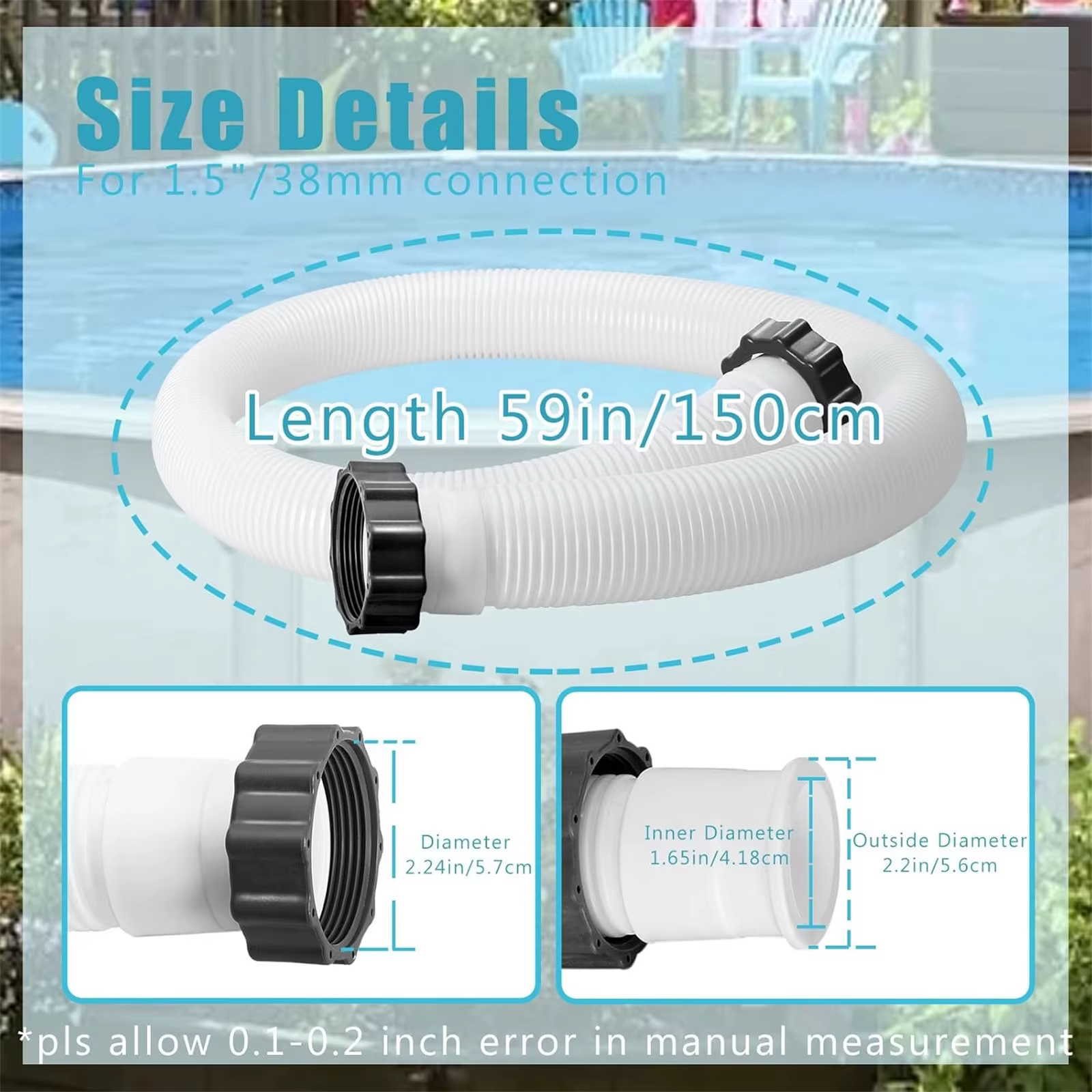 150cm piscine filtre à sable pompes tuyau piscines pompe
