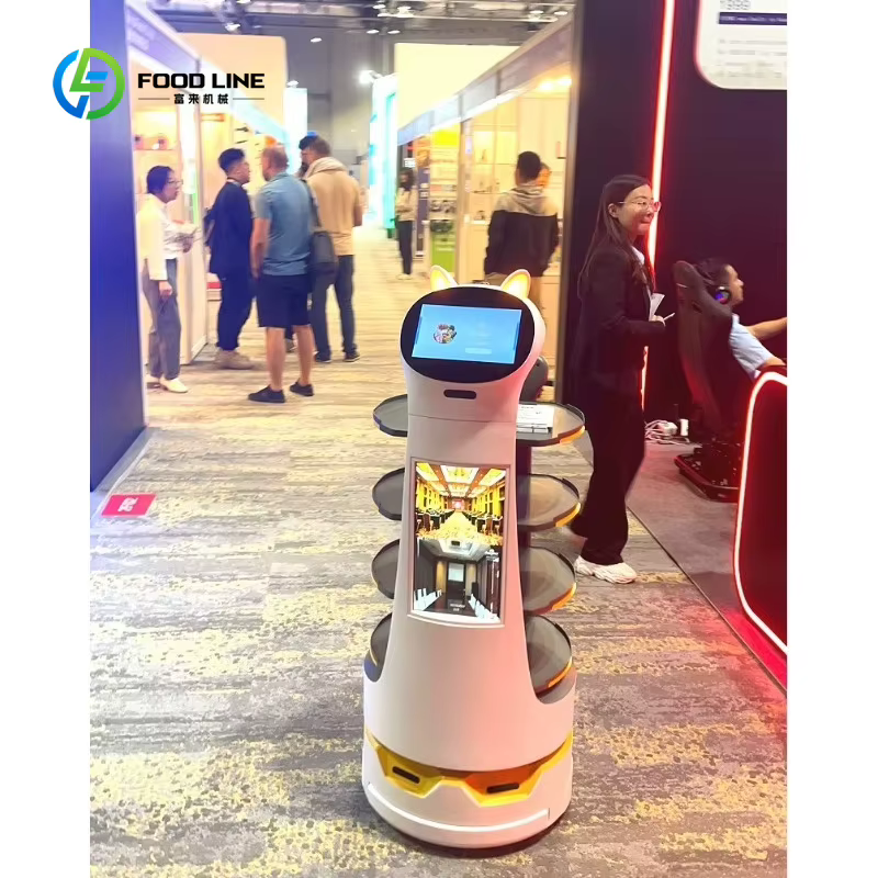 Robots de service personnalisés pour la livraison de nourriture, robots serveurs commerciaux pour restaurants avec écran publicitaire, robots de service client