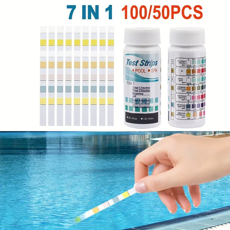 7-en-1 50/100 pièces piscine PH bande de Test valeur du chlore alcalinité dureté
