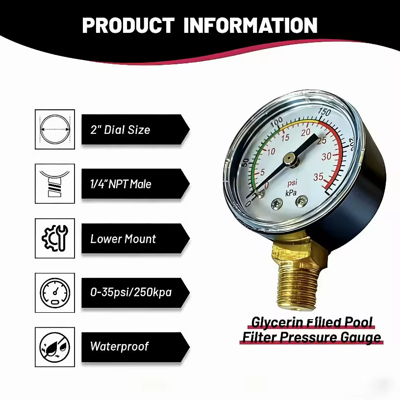 Manomètre de filtre à sable 0-35 PSI