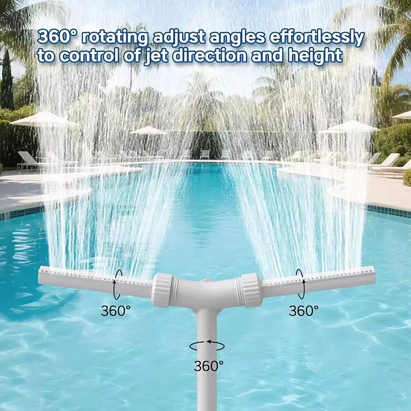 Fontaine de piscine à double buse adaptée aux piscines à entrée d'eau au niveau du sol