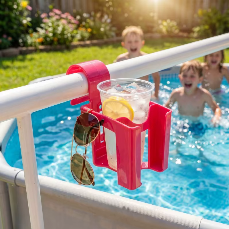 Support de boissons pour piscine avec crochets pour téléphone et lunettes de soleil
