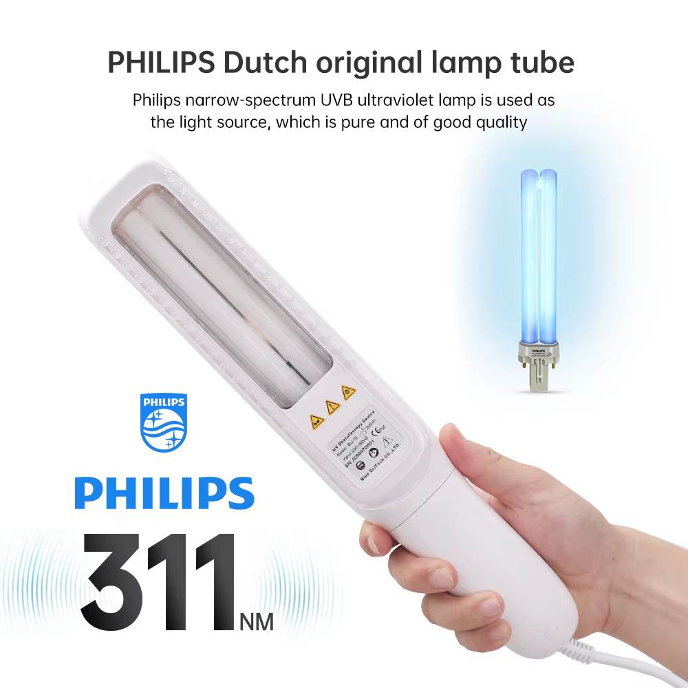 YouWetemporal-Lumière de Photothérapie Uremboursable, Lampe de Traitement du Vitiligo et du Psoriasis, Thérapie UV à Bande Étroite, avec Minuterie, 311nm