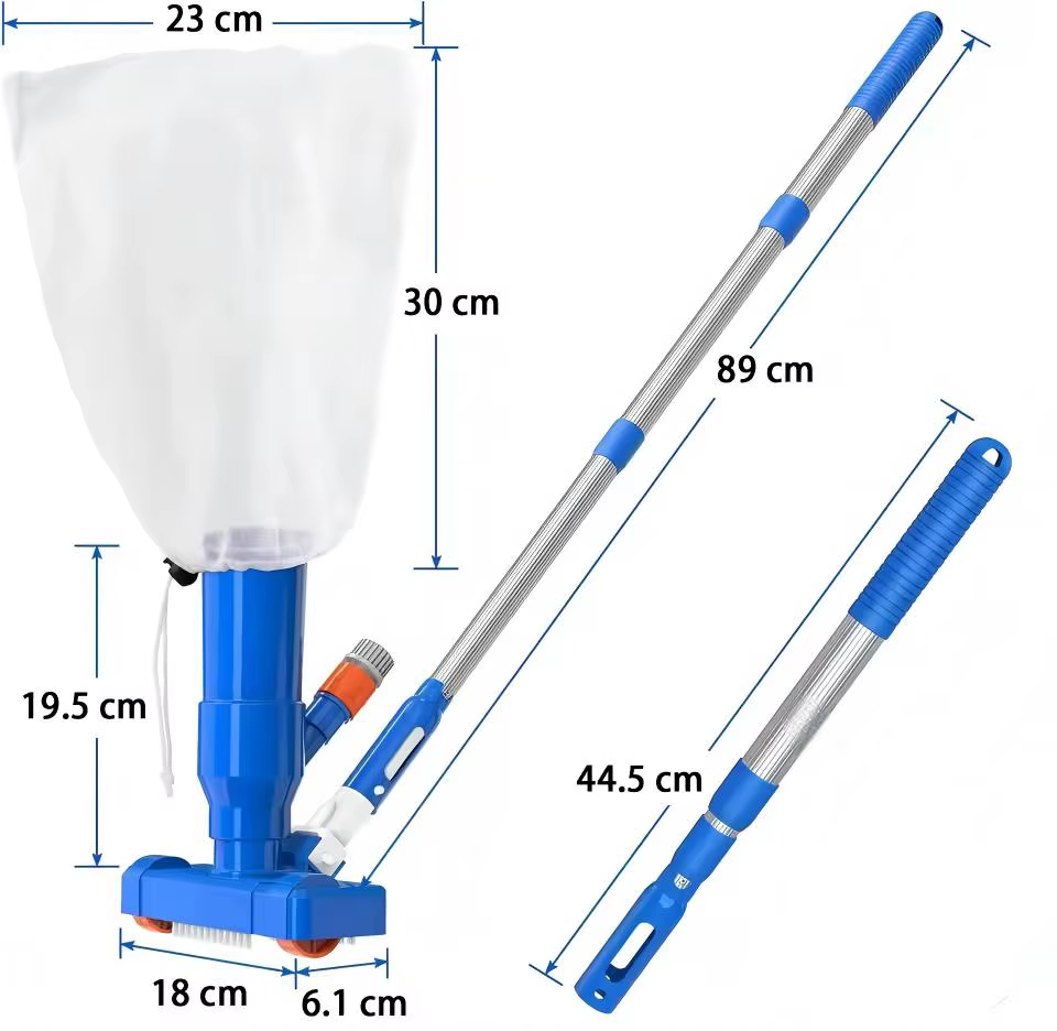 Aspirateur de piscine portable 40 pouces avec brosse pour le nettoyage des étangs et des spas