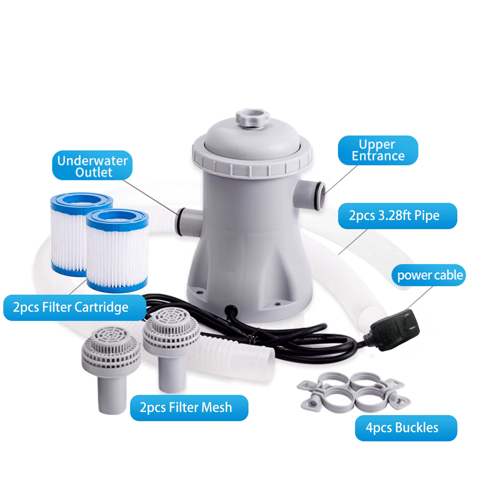 Pompe à eau électrique avec 2 cartouches filtrantes pour piscine hors sol