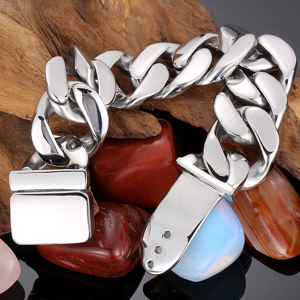 Bracelet pour homme en acier inoxydable brossé, couleur or de luxe, chaîne à maillons gourmette de 25 mm, bijoux pour homme