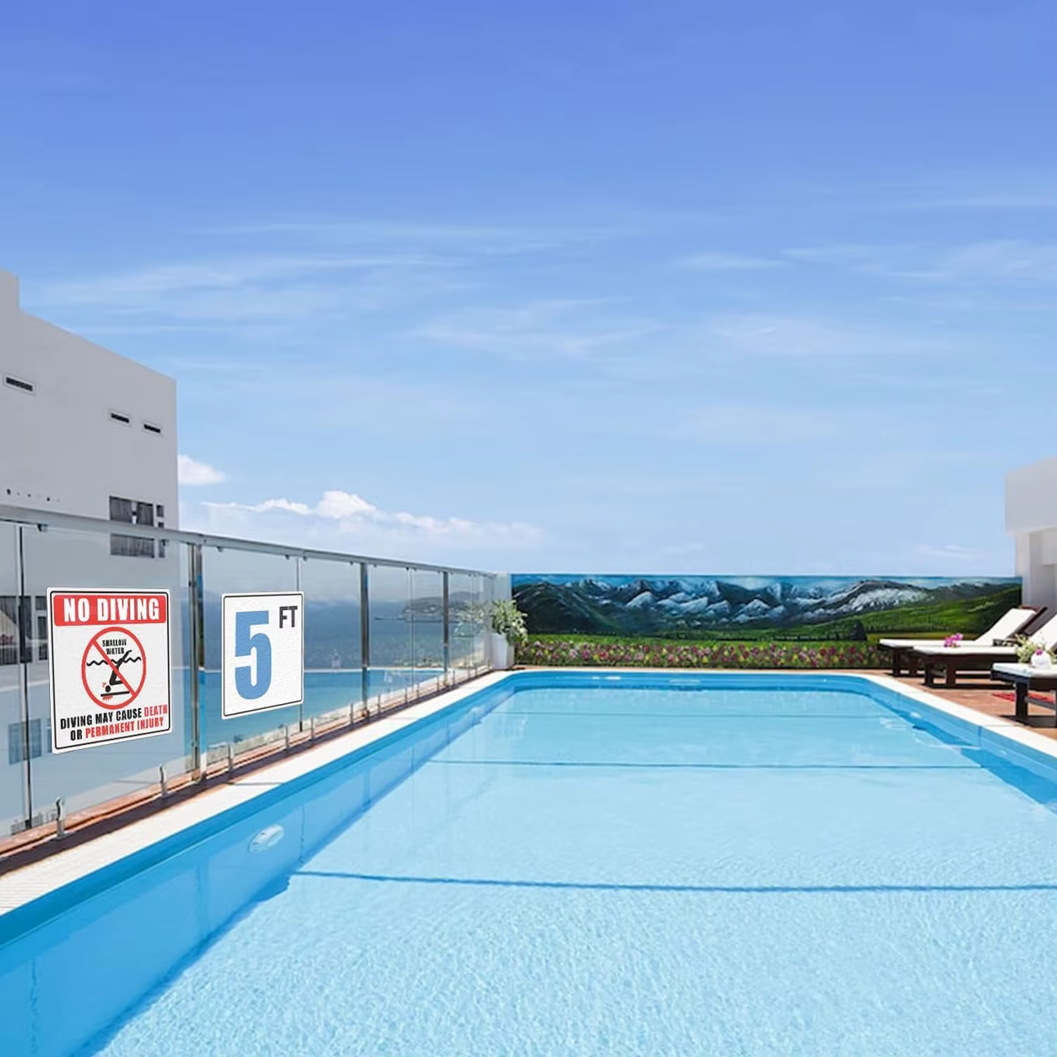 Autocollants d'avertissement de piscine d'eau peu profonde