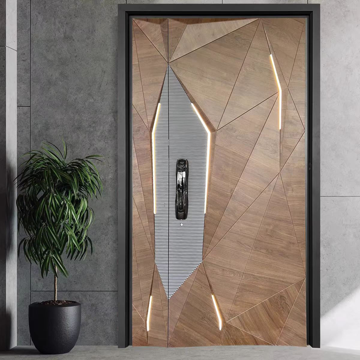 Sixinalu portes d'entrée avec bande lumineuse 1S.q porte extérieure porte d'entrée panneau de porte à battants avant en aluminium décor à la maison personnalisé