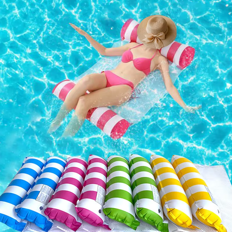 Gonflable pliable flottant rangée piscine fête eau hamac Air matelas Pvc rayure eau